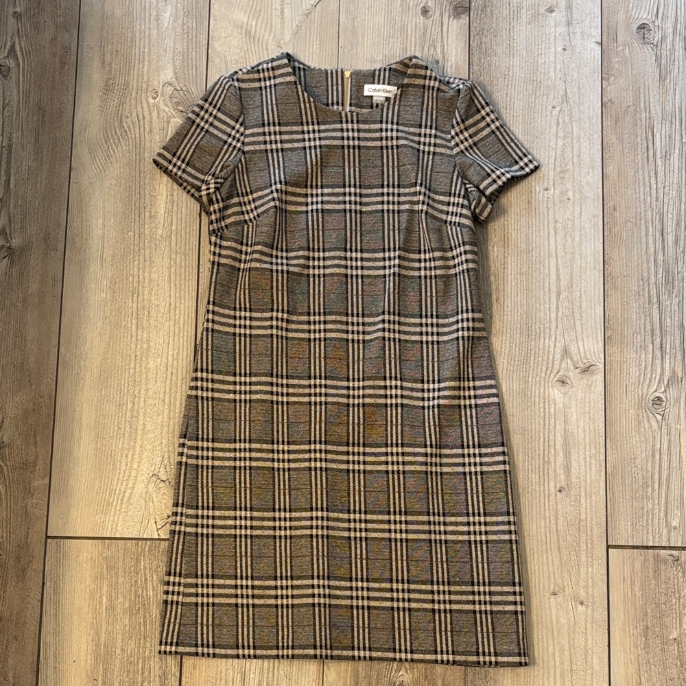 Calvin Klein Plaid Womens Size 10 Dress
